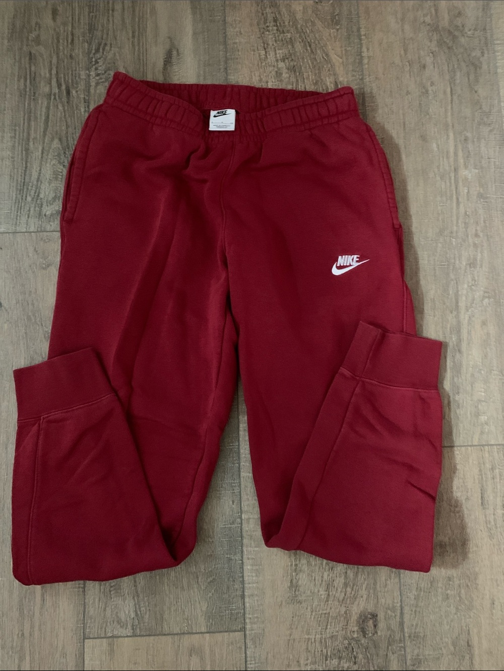 Nike mens cranberry  Joggers with White Swoosh